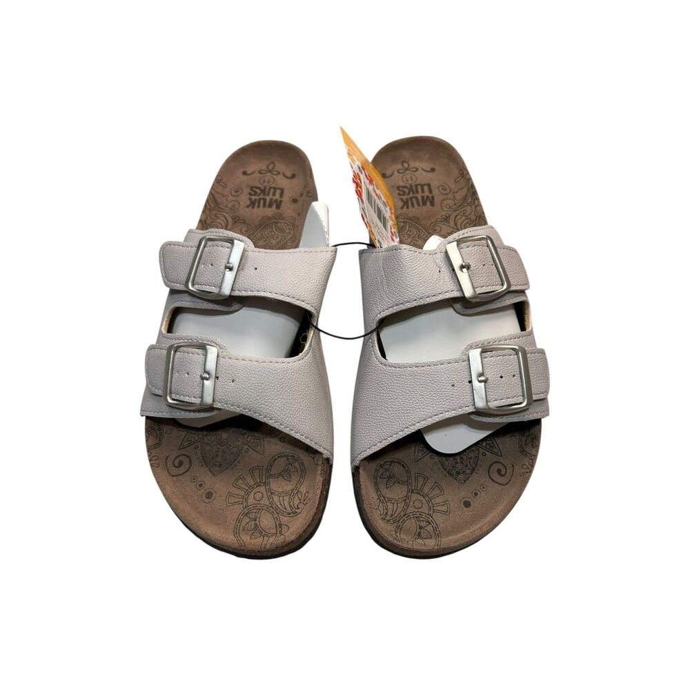Muk Luks Taupe Double Buckle Slide Sandals Size 11